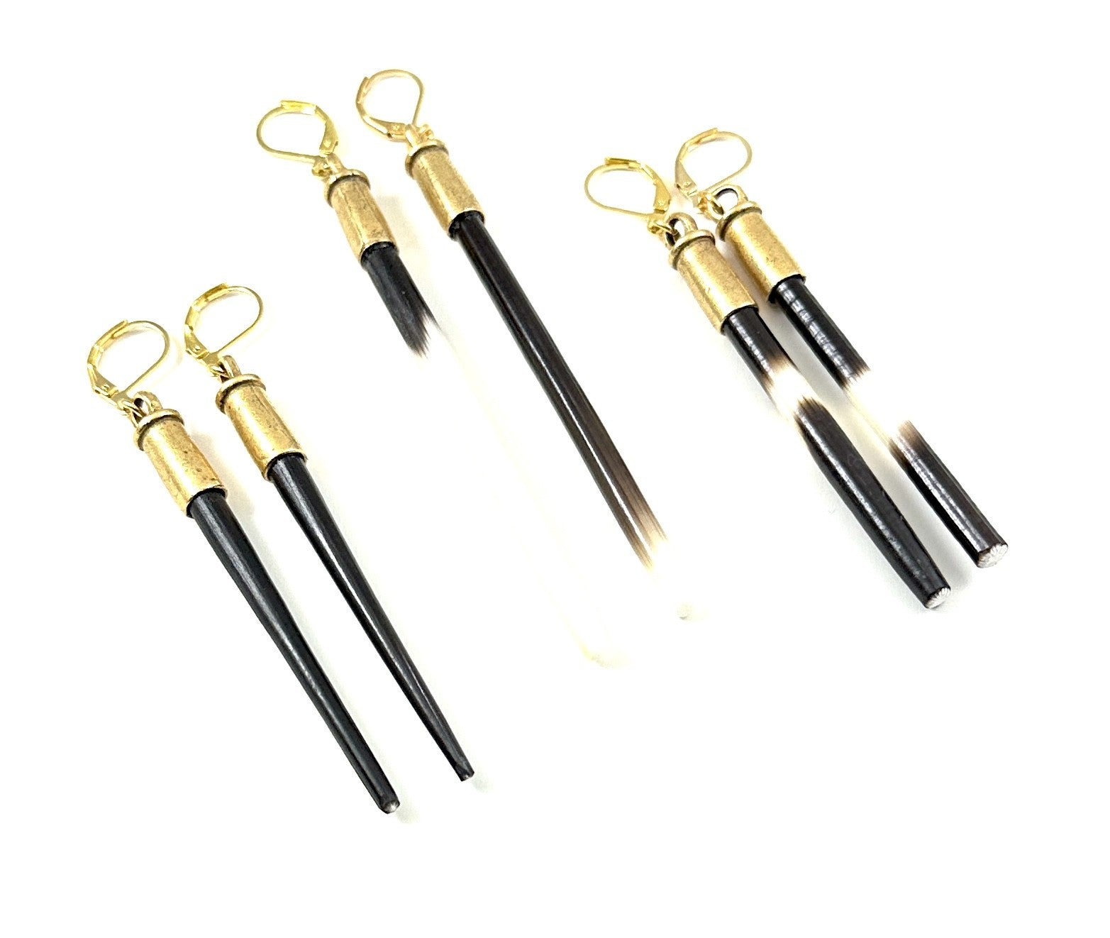 African Porcupine Quill Lever Back Earrings