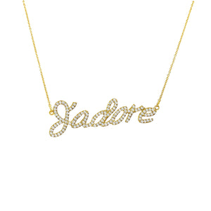 Pave CZ J'adore Script Chain Necklace