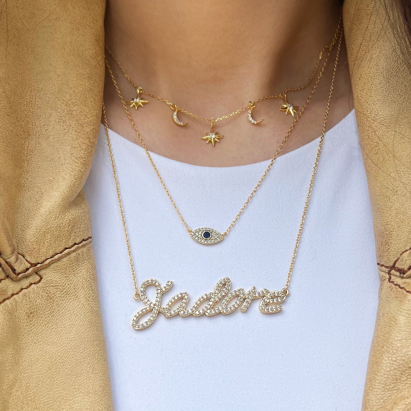 Pave CZ J'adore Script Chain Necklace