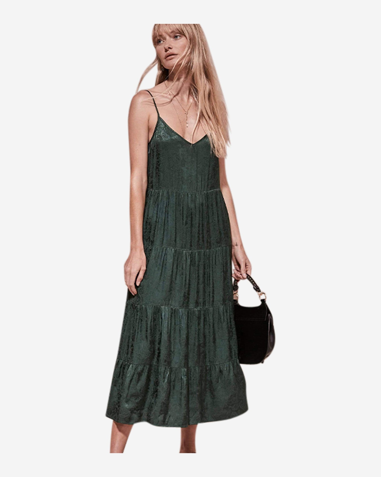 Beth's Paisley Jacquard Emerald Green Midi dress by Auguste the Label