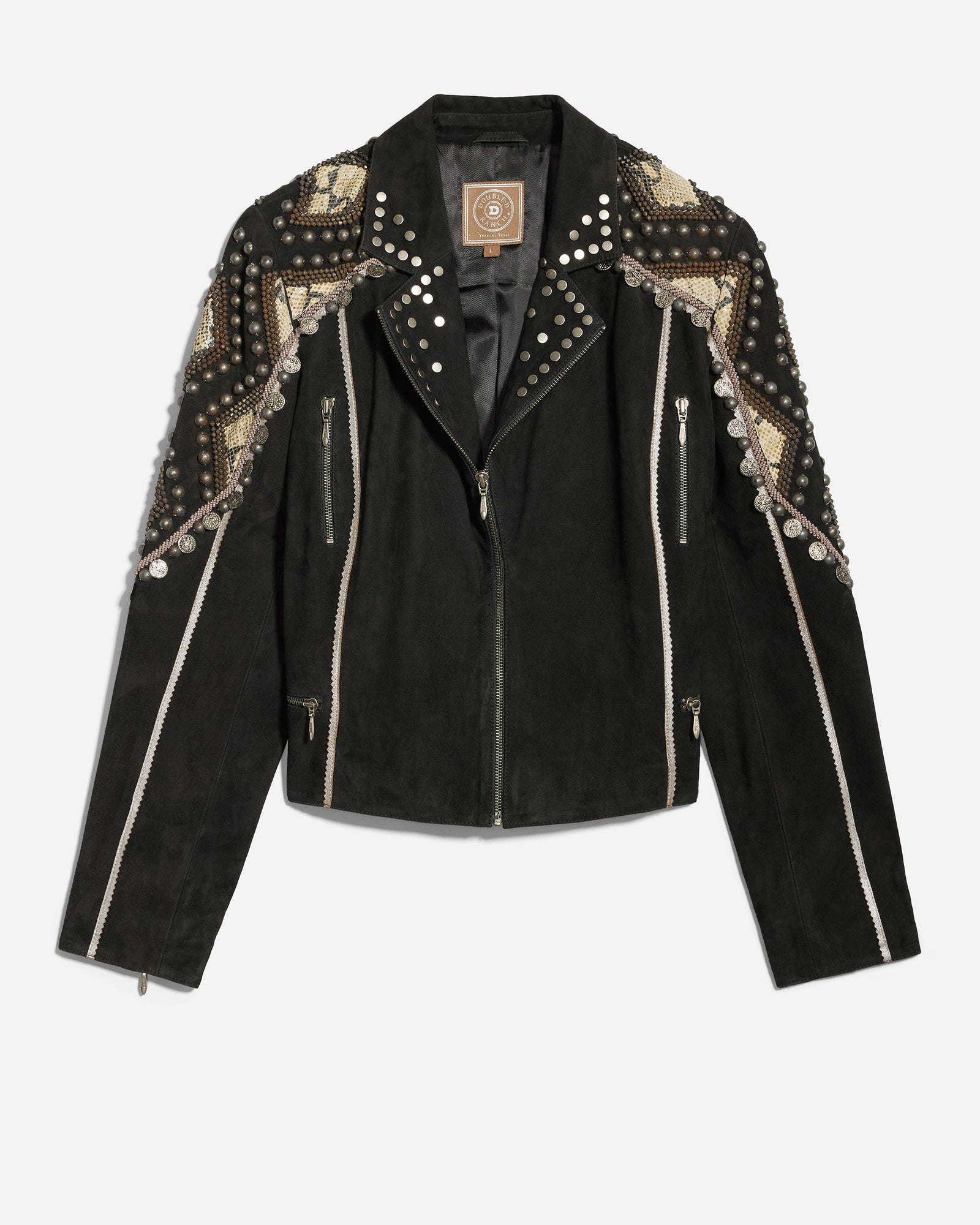 Viper Leather Jacket With Studs And Beads