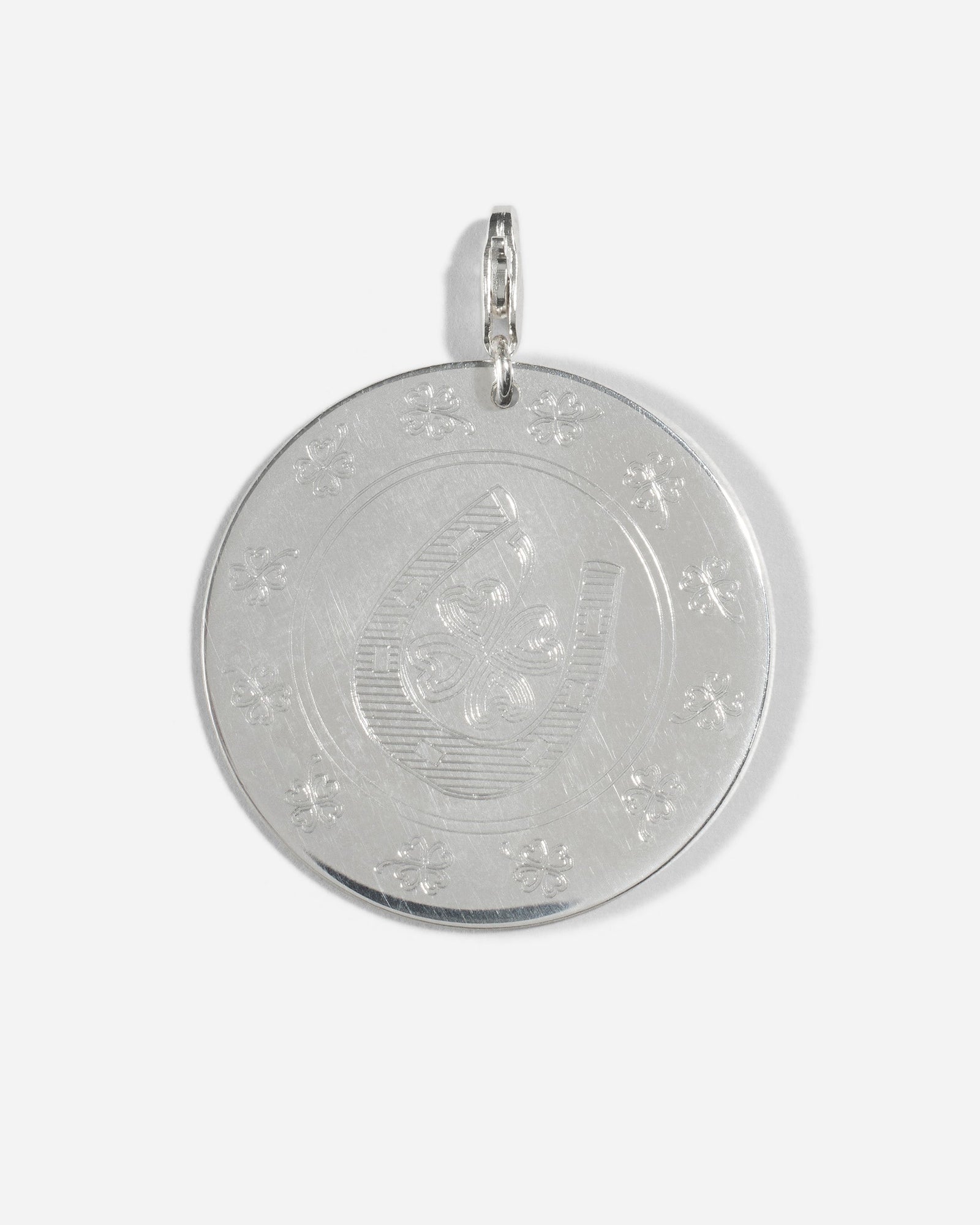 Sterling Silver Round Pendant With Horseshoe Engraving