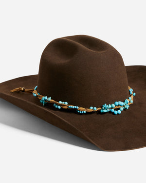 Matte Turquoise With Ultrasuede Stone Wrap For Hat, Wrist And Neck