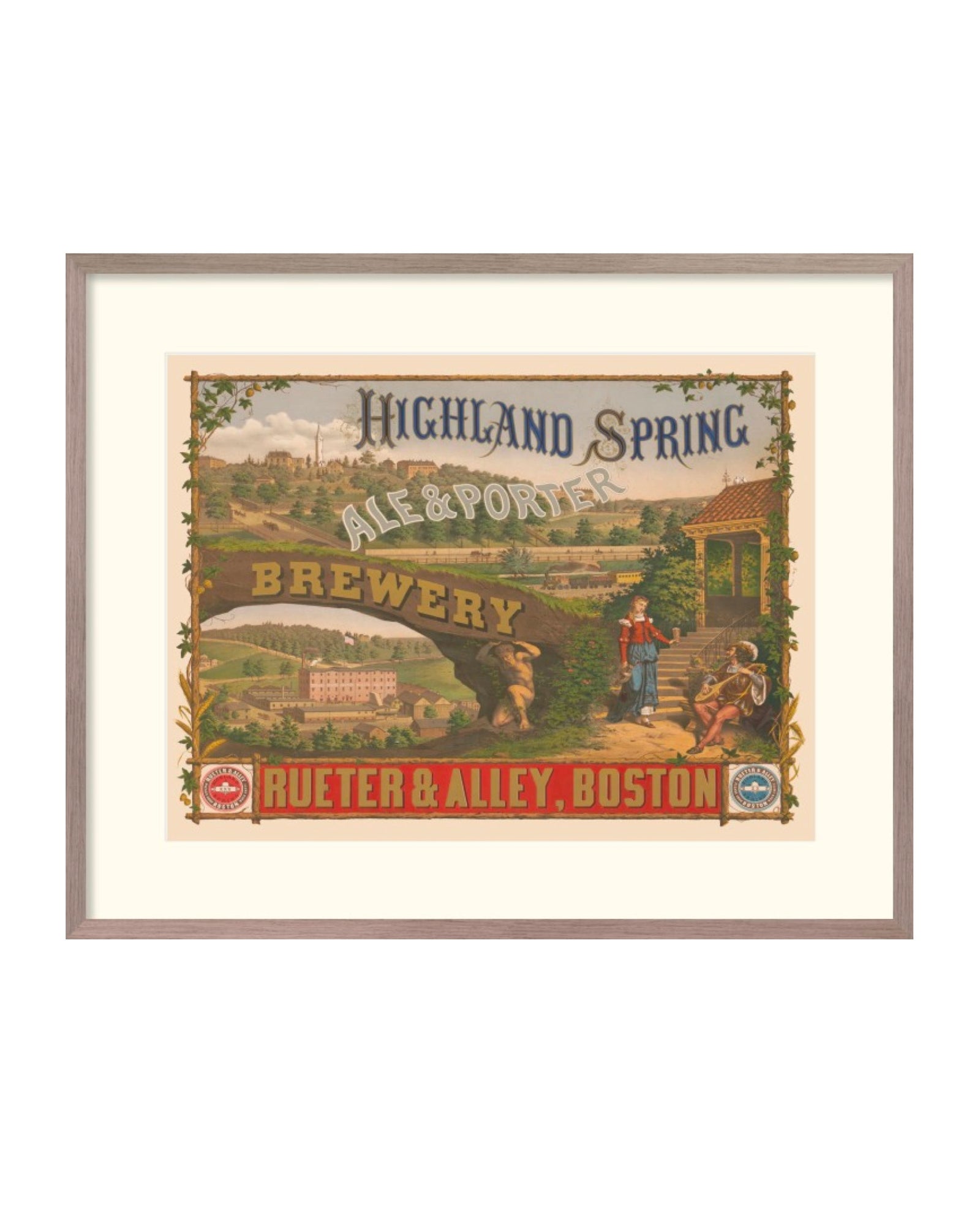 Calhoun Saloon Art: Highland Spring Ale And Porter Print With 1883 Logo