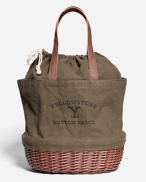 Dutton Ranch Canvas And Willow Basket Tote
