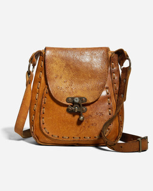 Vintage Chestnut Leather Handbag With Y Brand