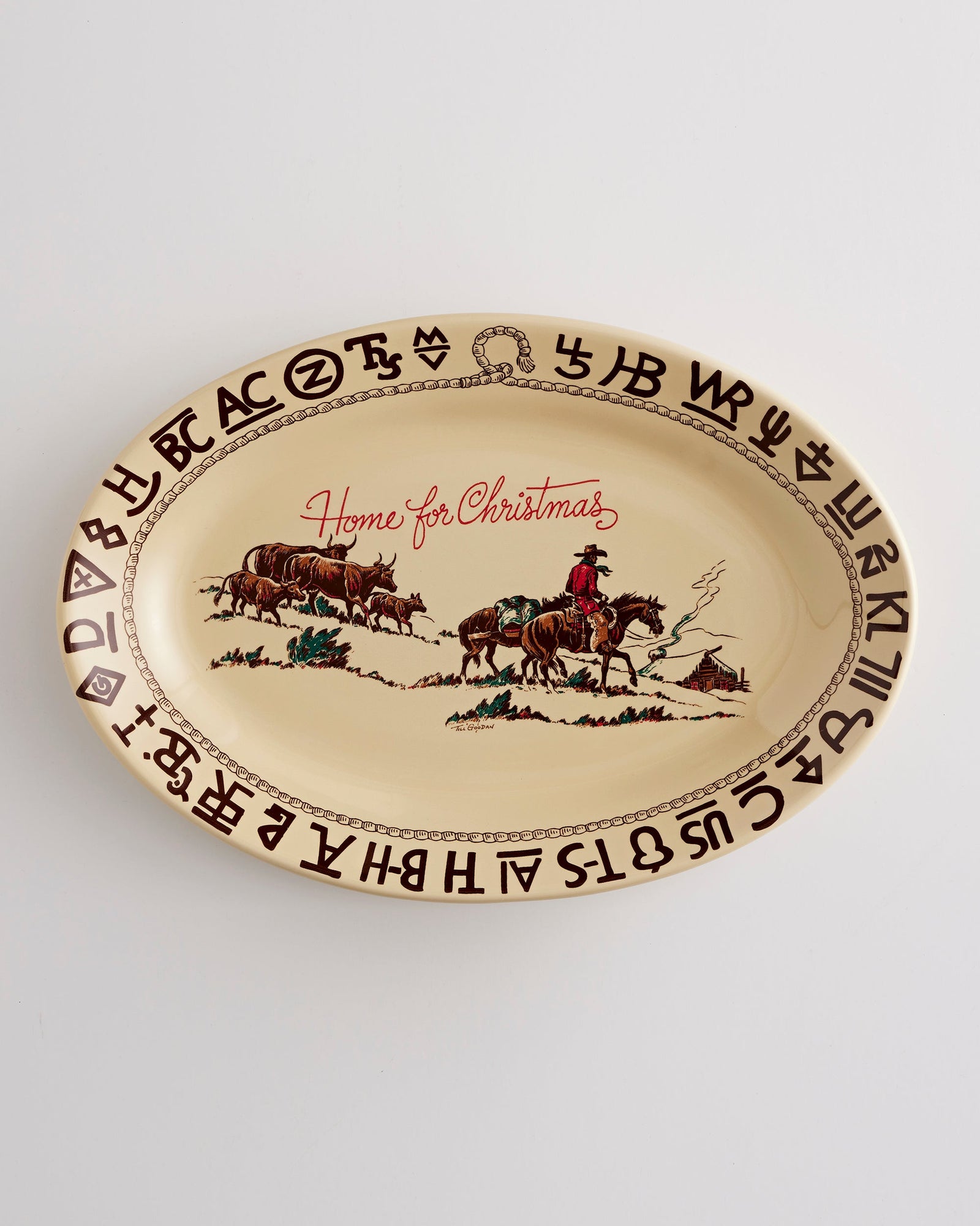 Westward Ho Christmas Rodeo Oval Platter