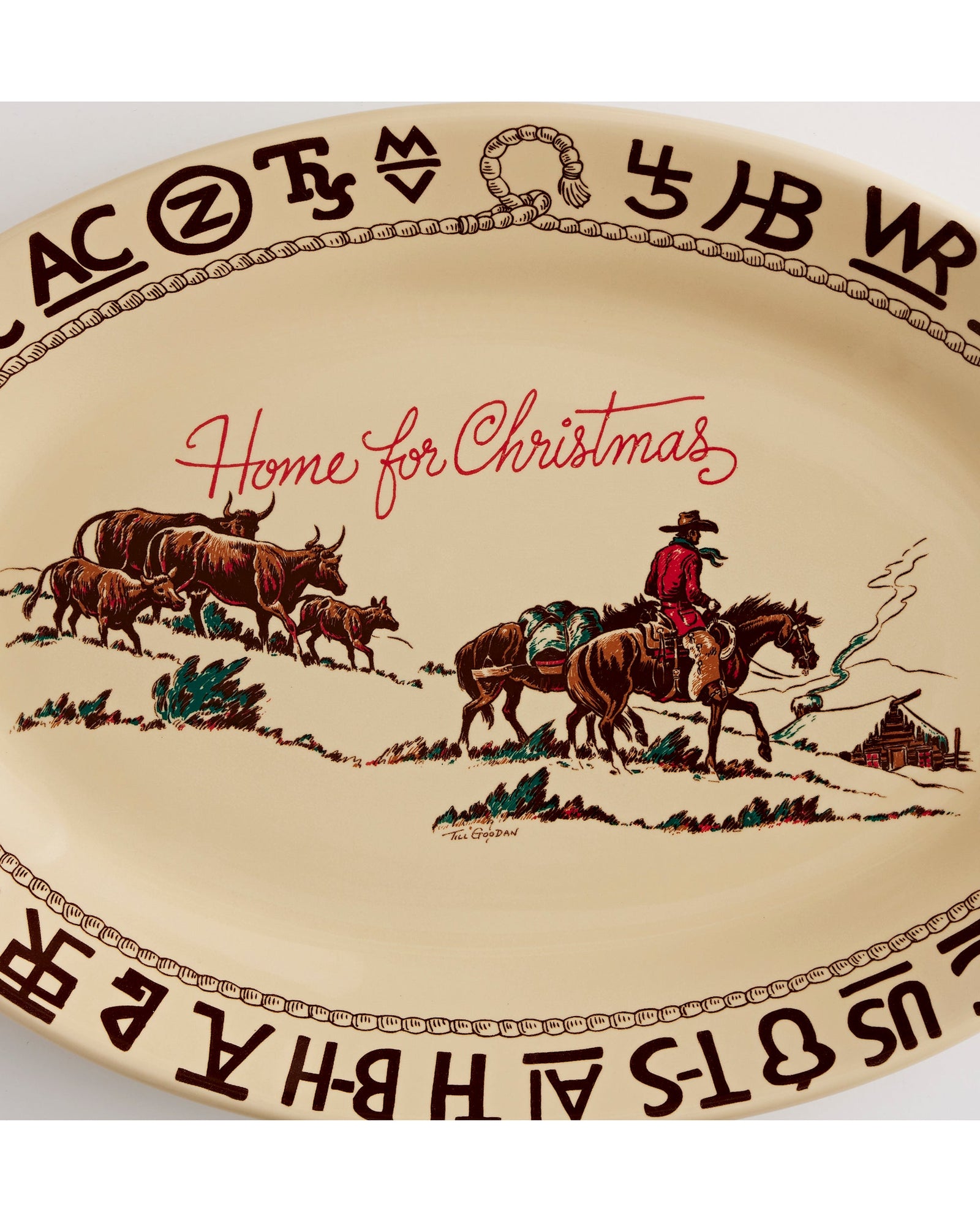 Westward Ho Christmas Rodeo Oval Platter